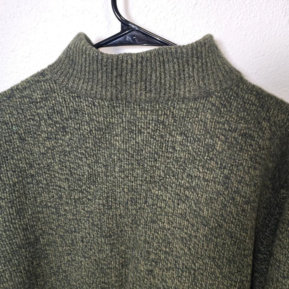 L.L. Bean Lambswool Sweater XXL Tall Green Mock Neck Button Pullover Men’s